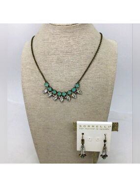 NWT Sorrelli Mixed Color Crystal Necklace & Earrings Set 16"-18" EUC